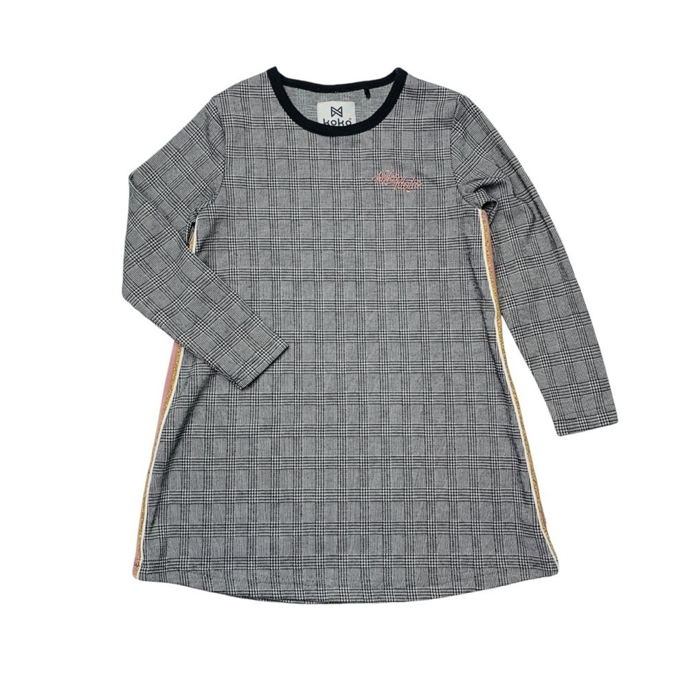 Loko Noko girls 4 Y Black and‎ White plaid Shift Dress with Long Raglan Sleeves